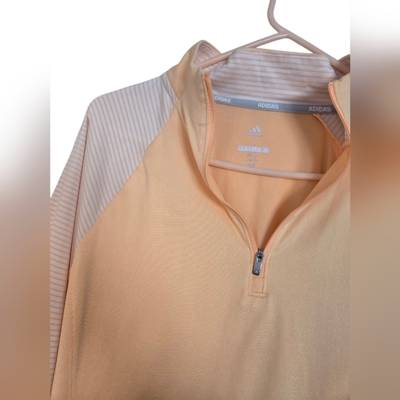 Adidas Women's Golf Pullover Mock Neck Quarter Zip Long Sleeve Large Peach Color - Picture 2 of 7